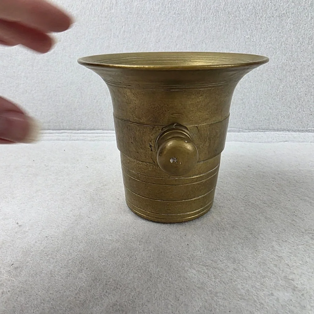 Vintage Solid Brass Mortar MO 5 Double Handle Apothecary Herb Spice Grinder